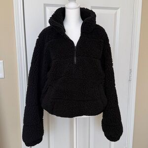 Fleece Sherpa Pullover Black Sage Collective Half Zip Teddy Large Womens